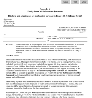 Appendix V - Family Part Case Information Statement